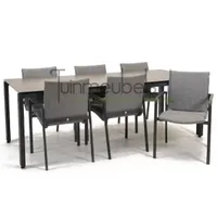Tuinstoel Anzio dining Light Antracite met GOA HPL 220 cm donker grijs