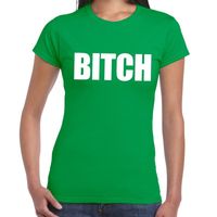 BITCH tekst t-shirt groen dames