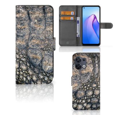 OPPO Reno8 | Telefoonhoesje | Met pasjeshouder | Krokodillenprint