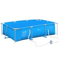 Outsunny frame zwembad met slangdraad zwembad zwembad aftapkraan voor schoon water 1000D PVC staal blauw 292 x 190 x 75 cm