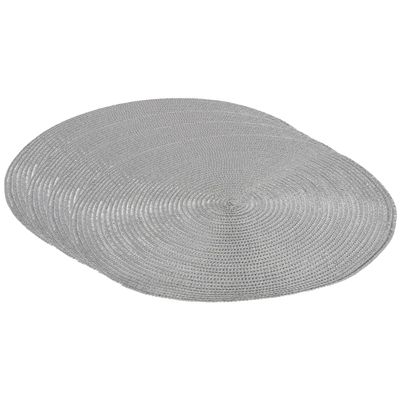 Set van 4x stuks ronde placemats metallic zilver look diameter 38 cm
