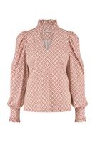Rosella check blouse - baby pink/stone red - 07072