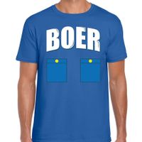 Boer verkleed t-shirt blauw voor heren - thumbnail
