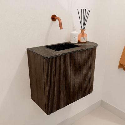 Toiletmeubel Mondiaz Joya Dlux | 51.6 cm | Meubelkleur Walnut | Faye wastafel Lava Wasbak Links | Zonder kraangat(en)