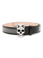 Alexander McQueen skull-buckle studded leather belt - Noir