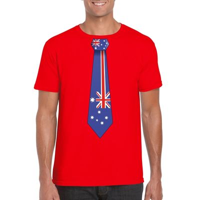 Rood t-shirt met Australie vlag stropdas heren