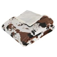 Fleece deken/fleeceplaid wit/bruin koeienprint 130 x 160 cm polyester