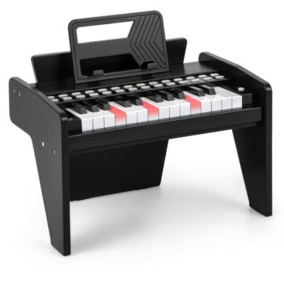 25-toetsen Mini Digitale Piano Voor Kinderen Houten Speelgoed met Instelbaar Tempo en Volume-Zwart