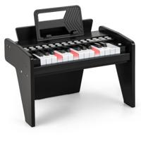 25-toetsen Mini Digitale Piano Voor Kinderen Houten Speelgoed met Instelbaar Tempo en Volume-Zwart - thumbnail