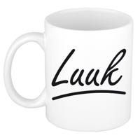 Luuk Naam koffiemok - beker - met sierlijke letters - wit - 300 ml - Cadeau - Heren