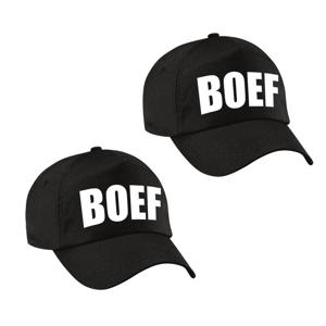 Boef verkleed pet / baseball cap - 2x - zwart - voor jongens en meisjes - verkleed hoofddeksel