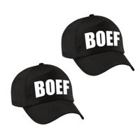 Boef verkleed pet / baseball cap - 2x - zwart - voor jongens en meisjes - verkleed hoofddeksel