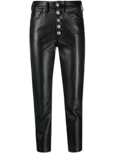 DONDUP pantalon court en cuir à taille haute - Noir