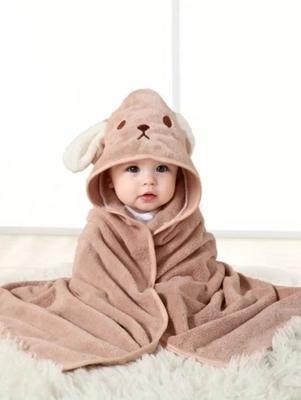 1pc Unisex Coral Fleece Bathrobe With Hooded Design, Quick Absorption, Soft And Warm, Suitable For Baby As Bath Towel, Sleepwear And Indoor/Outdoor Use In All Seasons And Scenes Love Valentine Dusty Pink / one-size