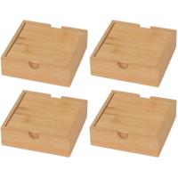 Bamboe houten glazen onderzetters - 16x stuks - vierkant - 10x10 cm