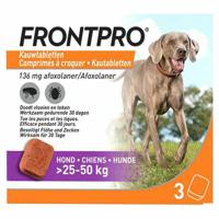 Frontpro 136mg Hond 25-50kg 3 Kauwtabletten Frontpro 136mg Hond 25-50kg 3 Kauwtabletten