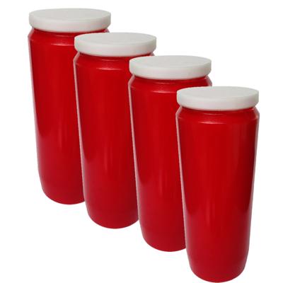 Grafkaars/gedenklicht - 4x - rood - 7 cm x 20 cm - 9 dagen - Noveenkaars - Gedenkkaars - Graflicht