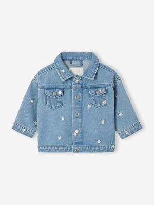 Denim jas baby meisjes bloemen stone
