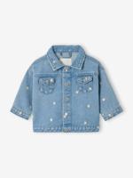 Denim jas baby meisjes bloemen stone