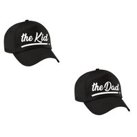 The Dad en the kid tekst pet / baseball cap zwart voor kinderen en volwassenen - Verkleedhoofddeksels