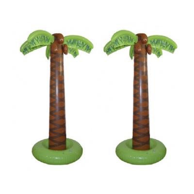 Decoratie palmboom - 2x stuks - opblaasbaar - 165 cm - Tropische Hawaii feestartikelen/versieringen