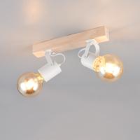 Trio Plafondlamp dubbelLynar wit met hout - R86662031