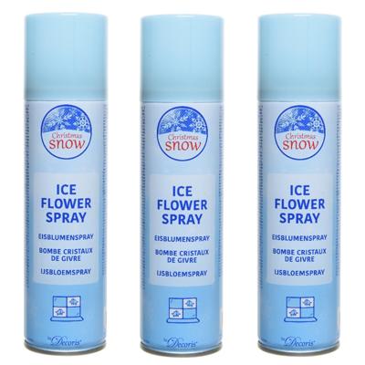 IJsbloemen sneeuwspray - 3x - busje 150 ml - raamspray - spuitbus - raamversiering