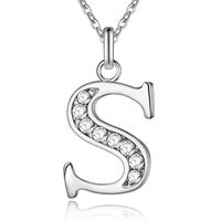 Zilverkleurige Letter S Dames Ketting met Zirkonia