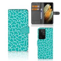 Samsung Galaxy S21 Ultra Hoesje Cracks Blue | Portemonnee hoesje