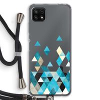 Gekleurde driehoekjes blauw: Samsung Galaxy A22 5G Transparant Hoesje met koord