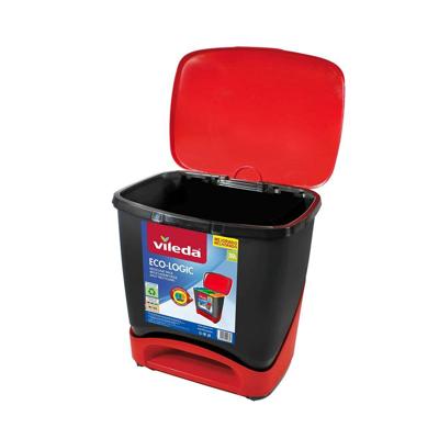 Vuilnisemmer Vileda ECO-LOGIC Polypropyleen 39 L Zwart Rood Rood/Zwart