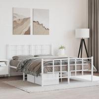 Bedframe met hoofd- en voeteneinde metaal wit 135x190 cm