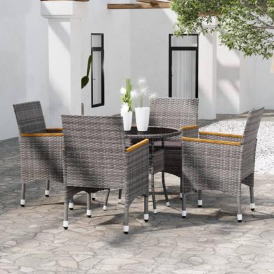 5-delige Tuinset poly rattan grijs