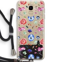 Bloemetjes: Samsung Galaxy J6 (2018) Transparant Hoesje met koord Bloemetjes: Samsung Galaxy J6 (2018) Transparant Hoesje met koord