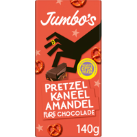 Jumbo's Pure Chocolade Pretzel Kaneel Amandel 140 g Jumbo's Pure Chocolade Pretzel Kaneel Amandel 140 g