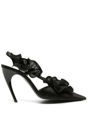 Nensi Dojaka escarpins satinés à volants 115 cm - Noir