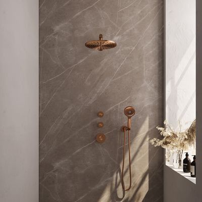 Thermostatisch Inbouwdoucheset Brauer Copper 30 cm Hoofddouche Wandarm 3 Standen Handdouche Koper Brauer