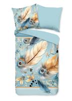 Pure Dekbedovertrek "veren/ oosters" - Aqua - (135x200 cm) - Microfiber