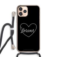 Forever heart black: iPhone 11 Pro Transparant Hoesje met koord