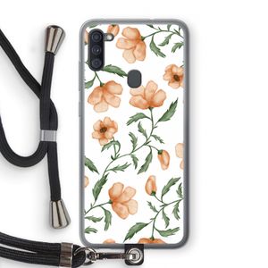 Peachy flowers: Samsung Galaxy A11 Transparant Hoesje met koord
