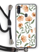 Peachy flowers: Samsung Galaxy A11 Transparant Hoesje met koord Peachy flowers: Samsung Galaxy A11 Transparant Hoesje met koord