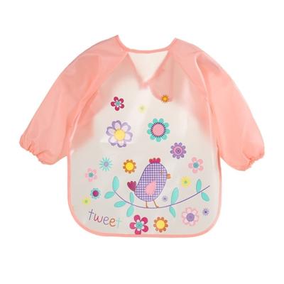 Baby slabbetjes waterdichte lange mouw schort grootte: One Size (roze vogel)