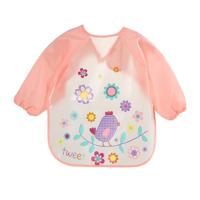 Baby slabbetjes waterdichte lange mouw schort grootte: One Size (roze vogel)