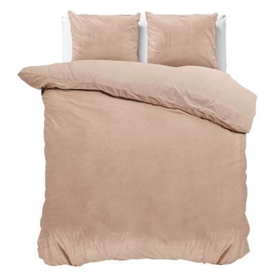 Dekbedovertrek Velvet Uni - Lits-Jumeaux (240x220 cm) - Beige Polyether - Dessin: Effen - Sleeptime - Dekbed-Discounter.nl