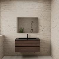 ACTIE BWS Badmeubel | Paris | Sonoma Choco 100 cm | Mat Zwart Wastafel | 1 of 2 Kraangaten