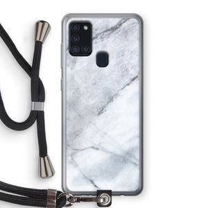 Witte marmer: Samsung Galaxy A21s Transparant Hoesje met koord