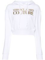 Versace Jeans Couture hoodie crop à logo strassé - Blanc - thumbnail