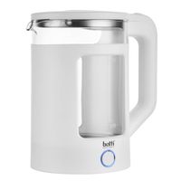 Botti Carter glazen elektrische waterkoker 1.5L 1350W wit gemaakt van glas, kunststof en RVS