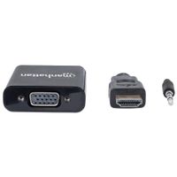 Manhattan 151559 HDMI / Jackplug / VGA Adapter [1x HDMI-stekker - 1x VGA-bus, Jackplug female 3,5 mm] Zwart 0.26 m - thumbnail