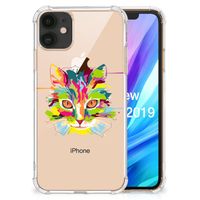 Apple iPhone 11 Stevig Bumper Hoesje Cat Color - thumbnail